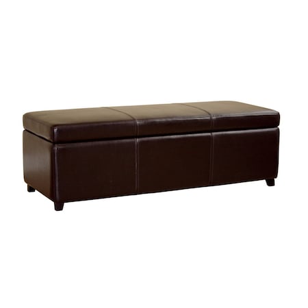 Baxton Studio Camden Leather Storage Ottoman, 18 in W, 16.5 in H, Leather, Dark Brown A-1957